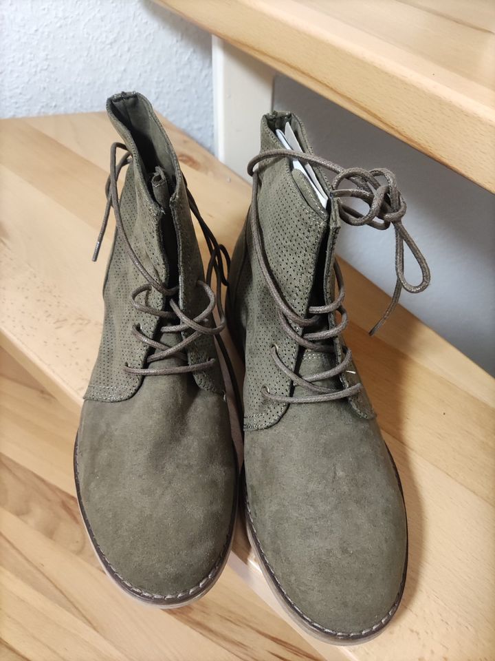 Damen Stiefeletten khaki Gr 39/40 Graceland in Bodenheim