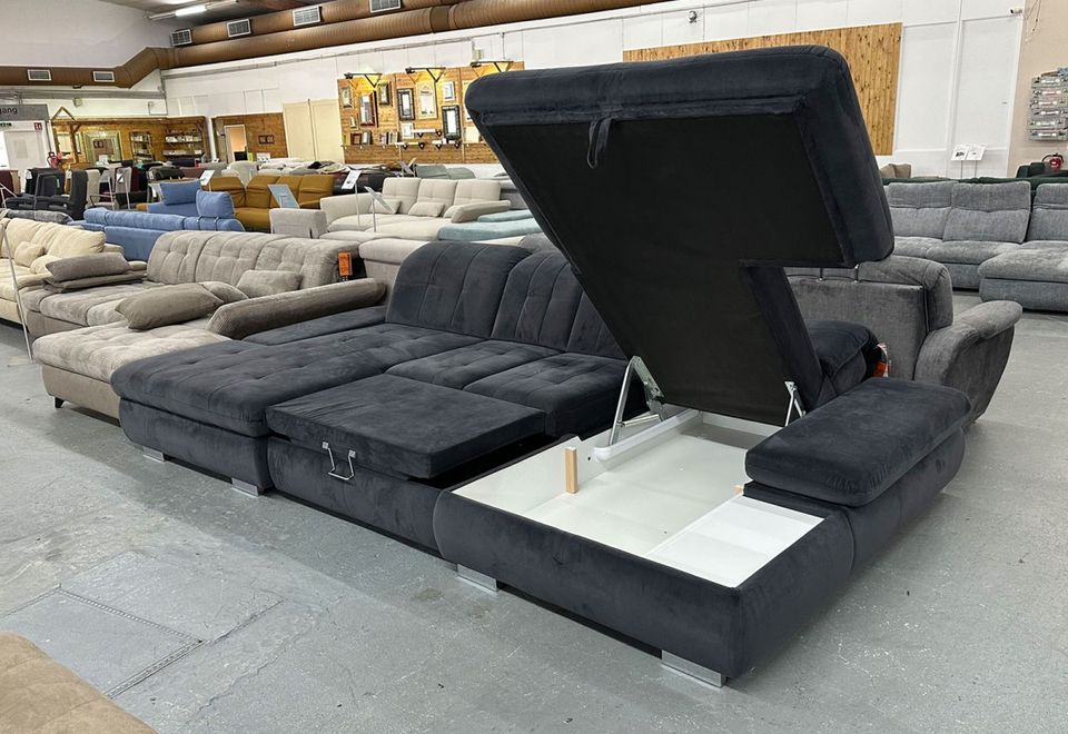 Wohnlandschaft mit Bettfunktion & Bettkasten | 0% Finanzierung | Sofa in U-Form mit Boxspringfederung | Couchlet Frankfurt in Frankfurt am Main