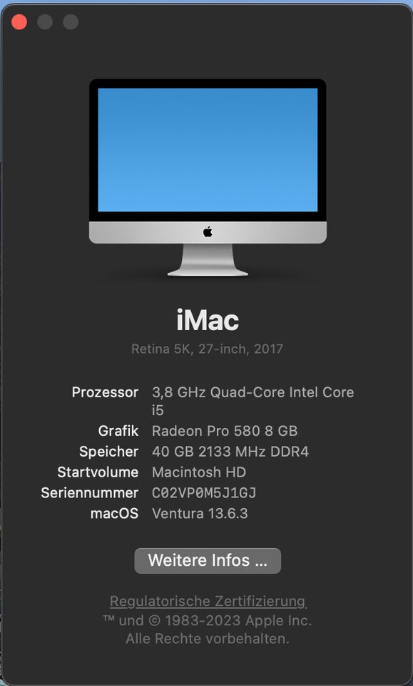 iMac 27 Zoll Retina 5K 2017 Desktop PC Silber in Eckernförde