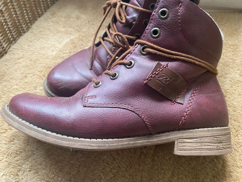 Rieker Stiefel Bordeaux 37 mit Reißverschluss Leder in Berlin