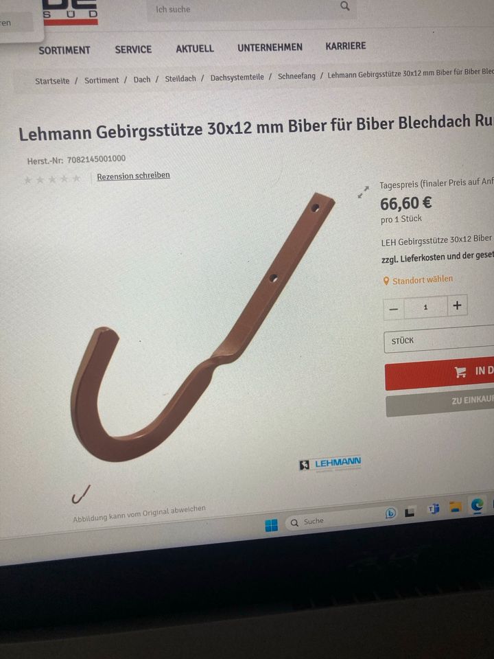 Schneefangvorrichtung ; Sicherheitsdachhaken ; Biberplatten in Leinefelde