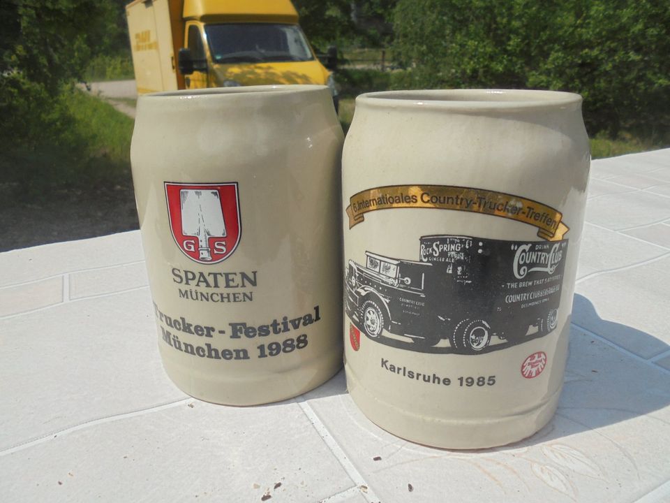 Bierkrüge Sammlung 17 St, Truckertreffen Contry Moningen in Waldheim