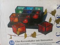 9 Glas Kerzenhalter mit Holztablett Windlicht orientalisch, neu o Nordrhein-Westfalen - Schalksmühle Vorschau