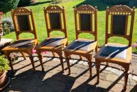 Antike Stühle mit braunem Leder - Set aus 4 Stühlen Sachsen-Anhalt - Dessau-Roßlau Vorschau