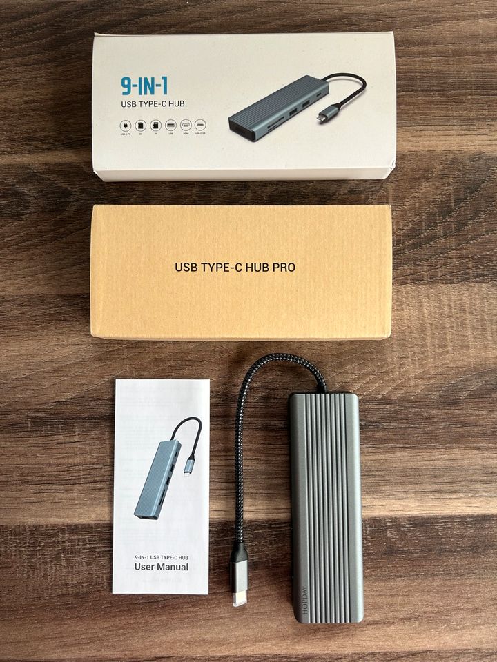 9 in 1 USB Type-C HUB Docking Station METALL-GEHÄUSE TOP Neu&Ovp in Weißenhorn