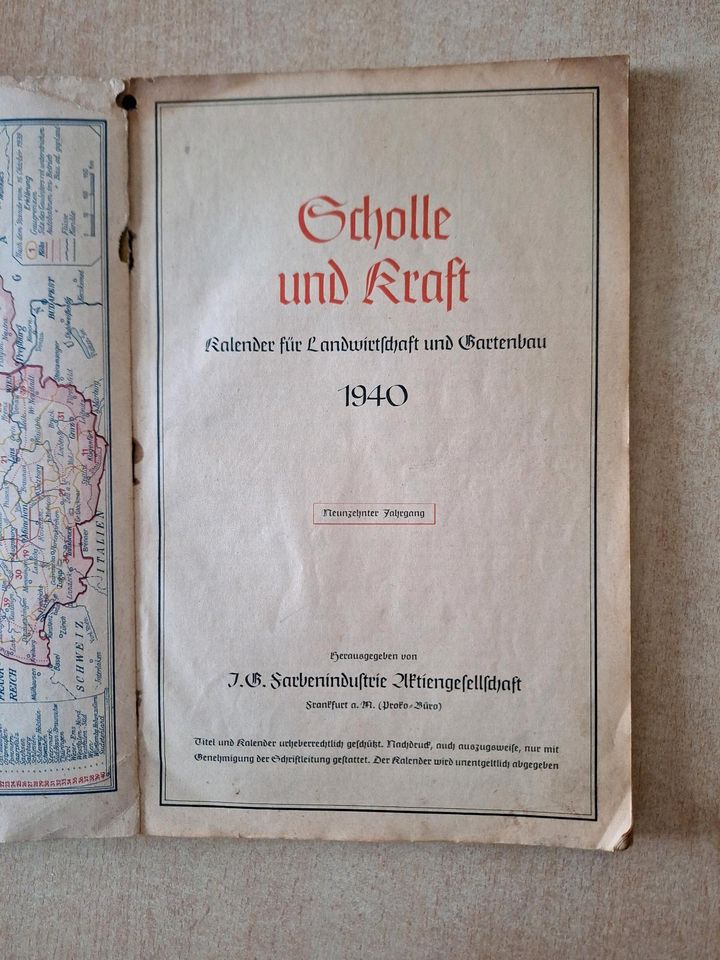 Scholle und Kraft Kalender für Landwirtschaft und Garten von 1940 in Apolda