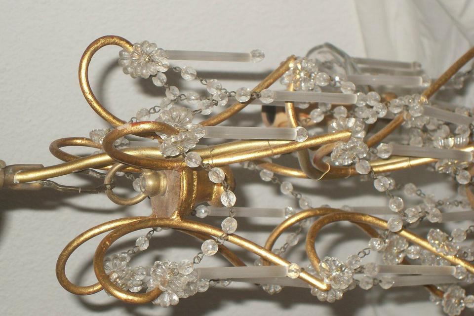 MURANO Kronleuchter, goldfarbig, 5 flammig, gebraucht in Bad Schönborn