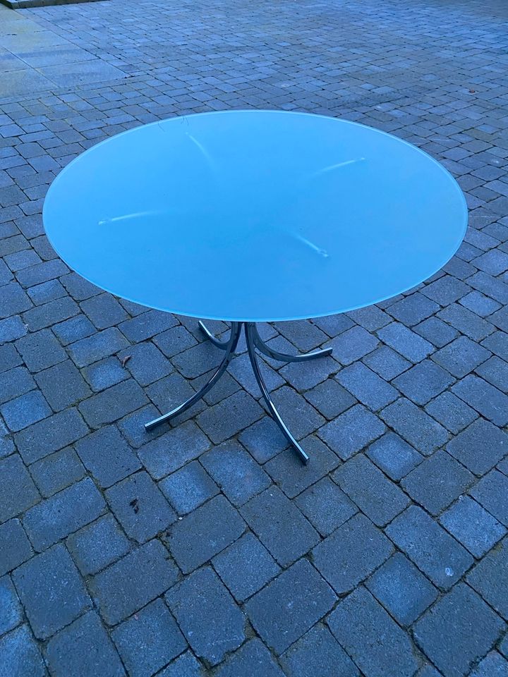 Glastisch Tisch Glas Rund Runder Milchglas in Schwalmtal