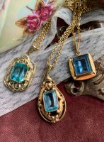 Vintage Jugendstil Gold Double Aquamarin blau Collier Anhänger Schleswig-Holstein - Kiebitzreihe Vorschau