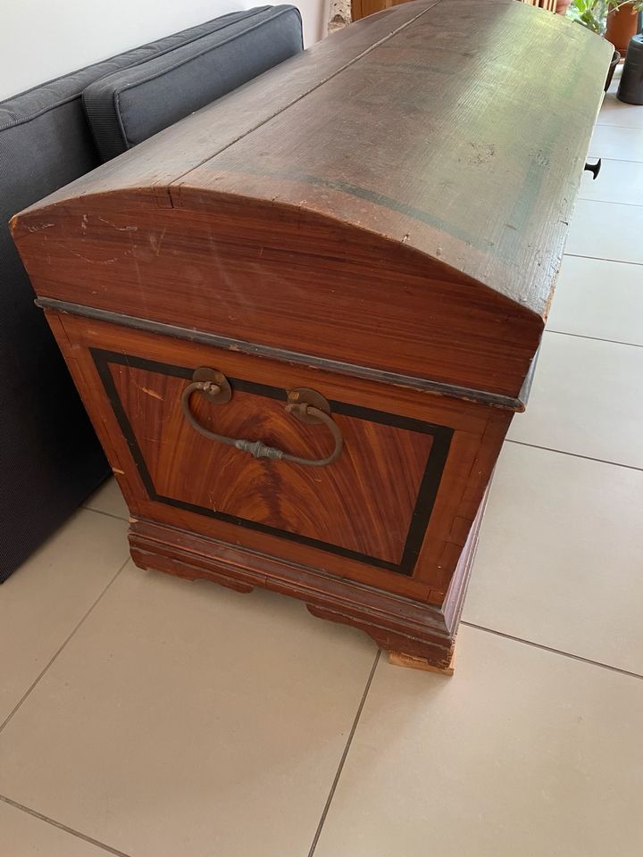 Vintage Holz Truhe mit Runddeckel antik alte Schatztruhe in Braunschweig