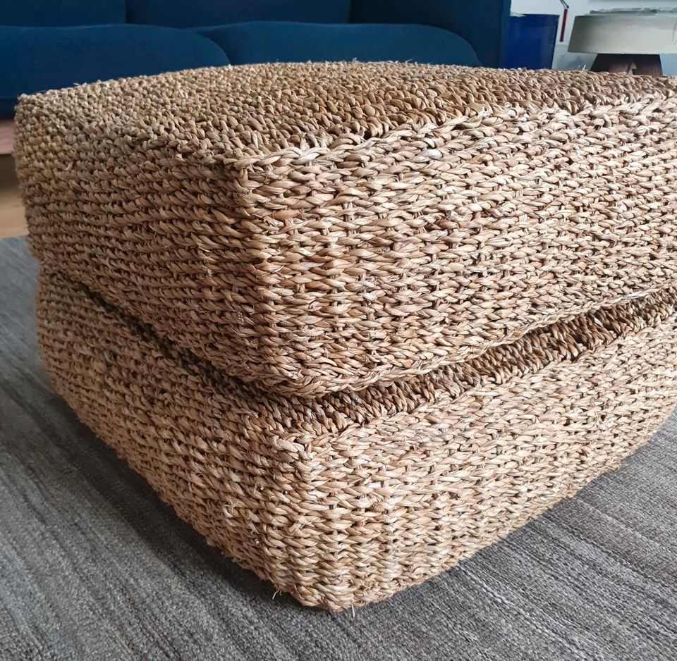 Boho Pouf Hocker Sitzkissen Seegras ANDREA HOUSE neuw./NP358. hay in Wiesbaden