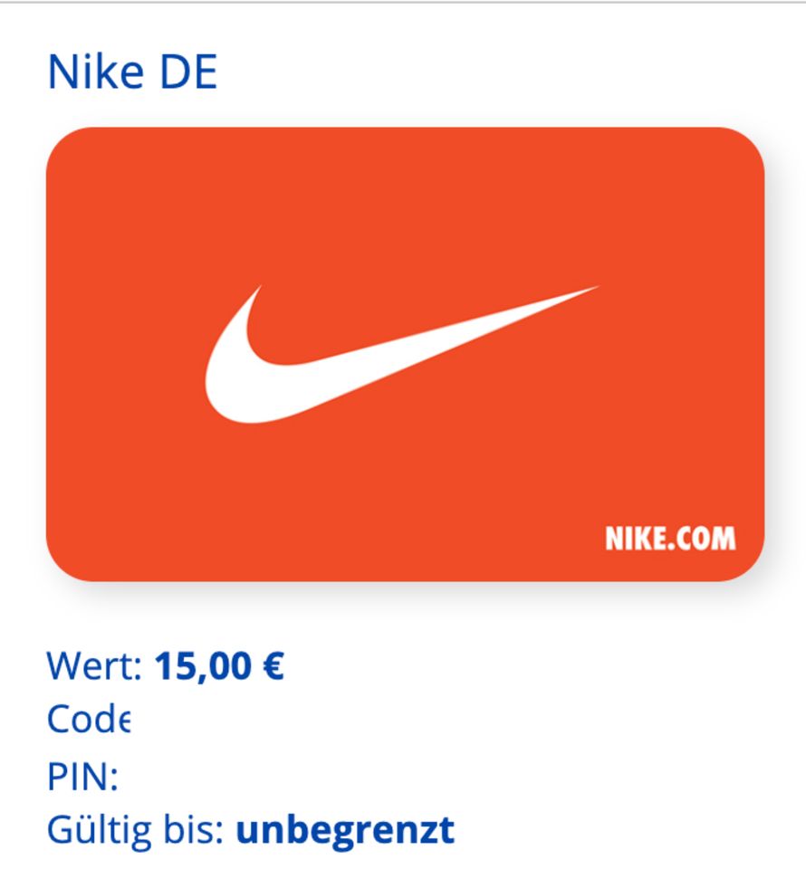 Nike Gutschein 15€ in Mönchengladbach