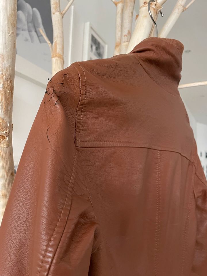 ONLY Lederjacke Kunstleder Cognac Camel in Uder