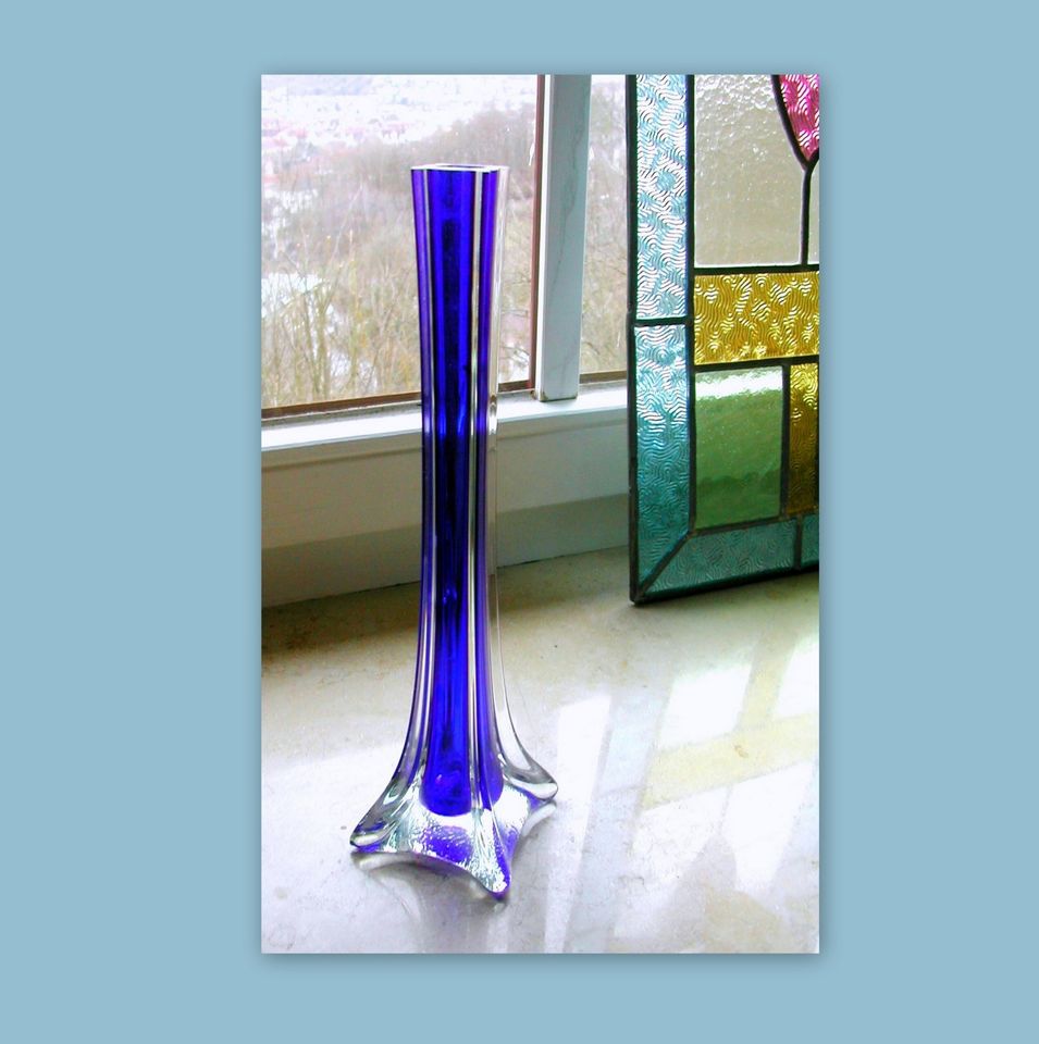 Glasvase Rosenvase Stangenvase blau 30cm Solifleur Orchideenvase in Bad Mergentheim