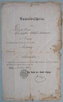 Dokument, Gewerbe-Anmeldeschein Leipzig 1863, Schneiderhandwerk Leipzig - Leipzig, Zentrum-Nord Vorschau