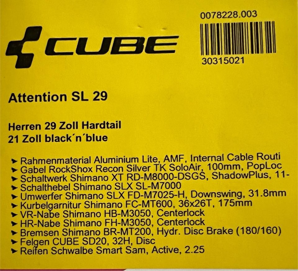 Cube Attention SL 29“ Hardtail MTB in Kamp-Lintfort