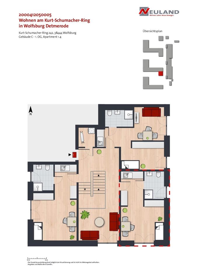 Wohngemeinschaft 2.0 im Neubau mit gehobener Ausstattung ! Cluster-Wohnung//ZG EG/1.OG , Whg. 2 in Wolfsburg