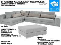 Sofa Couch Wohnlandschaft L Form in XXL + Hocker Cordstoff grau Bremen - Huchting Vorschau