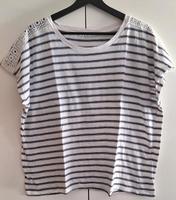 Weiß gestreiftes Tshirt mit Spitze Hessen - Guxhagen Vorschau