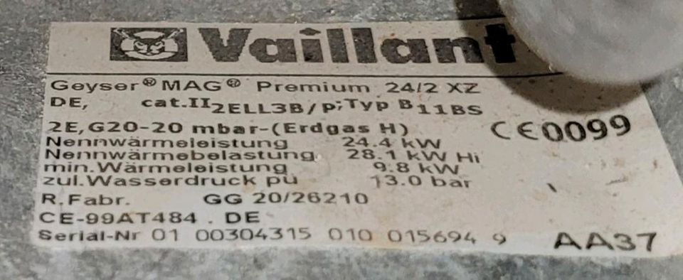 Vaillant Gastherme Geyser MAG Premium 24/2 XZ in Dortmund
