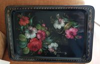 Vintage Metalltablett Tablett floral bemalt 70er Jahre München - Hadern Vorschau