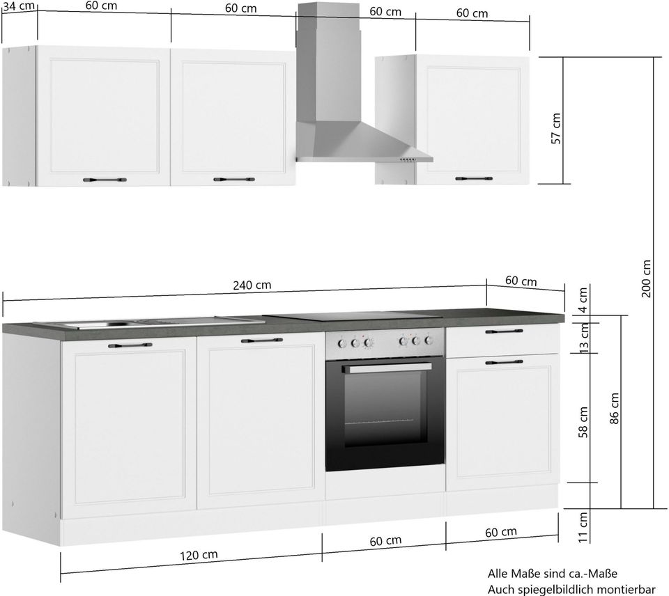 Küchenzeile , mit MDF-Fronten, Breite 240 cm, Ohne E. Geräte in Obernburg