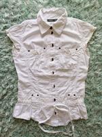Mexx Blusen-Shirt ❤ weiß, Binde-Band, Druckknöpfe ❤ Gr. 34 /158 Bayern - Bernhardswald Vorschau