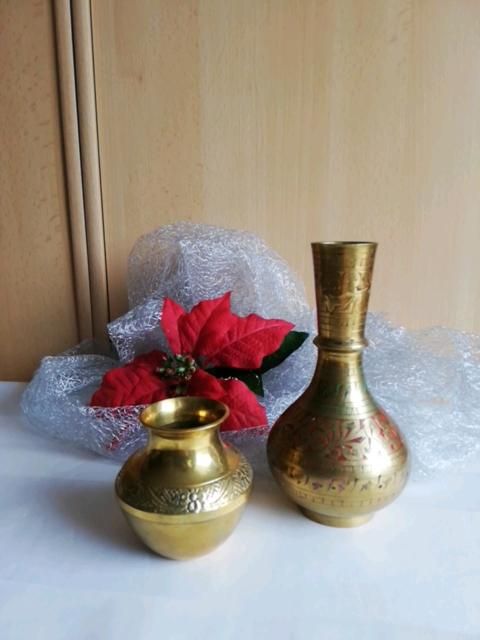◾2 hübsche Messing Vasen Zizelierung Tisch  Deko Vintage Weihnach in Lengenfeld Vogtland