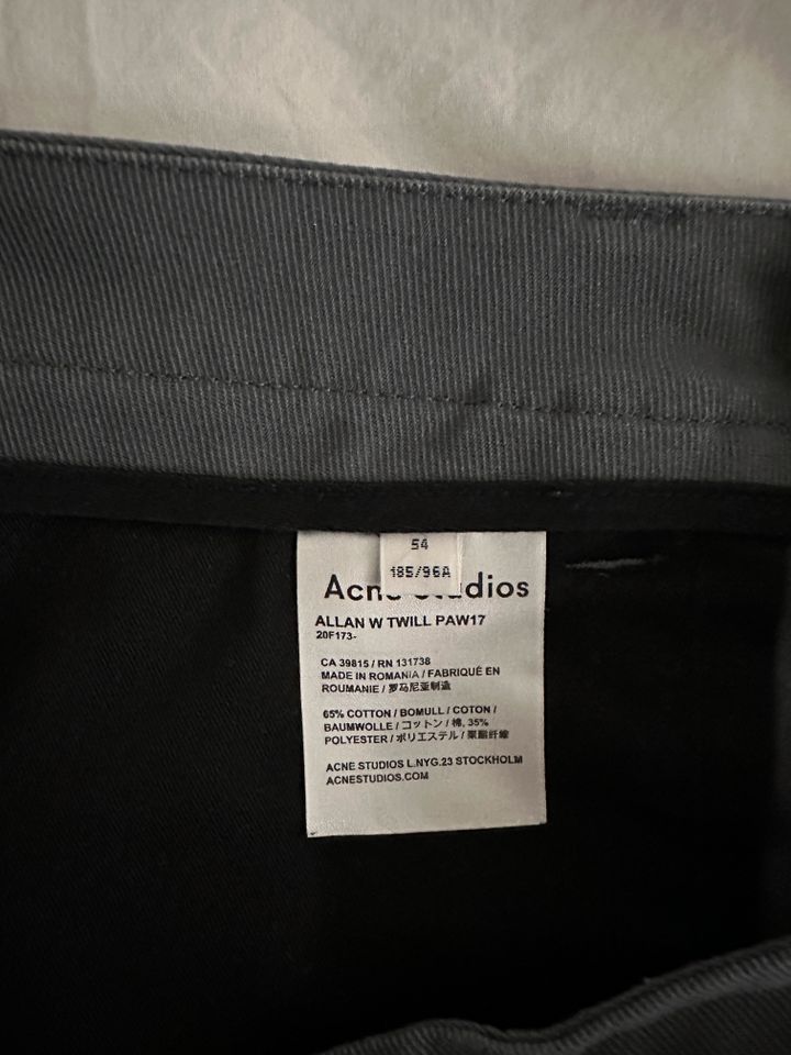 ‏Acne Studios cotton twill pants in grey in Berlin