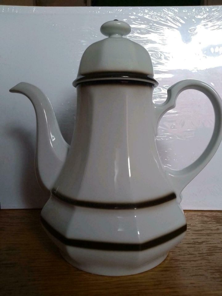 Mid Century Kaffeekanne 1,2l Winterling Kirchenlamitz weiß braun in Hünxe