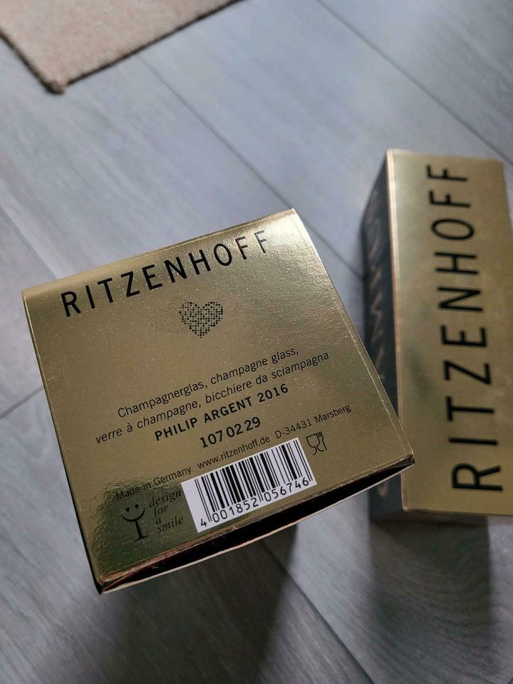 Neu Ritzenhoff Champagnerglas 2 Stück Philip Argent 2016 Herz in Woltersdorf