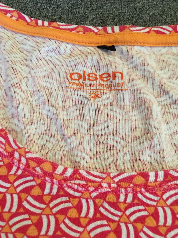 Shirt Retro Olsen koralle gelb weiß Gr 40-42 neu in Rodgau