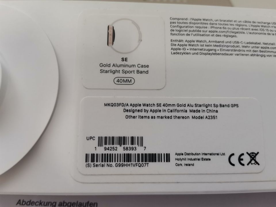 Apple Watch SE 2022 40 mm Gold Aluminium in OVP in Siegen