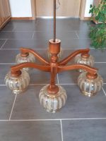 Hänge-Lampe Holz Glas 6 - armig 70/80 er Jahre Wesertal - Gieselwerder Vorschau