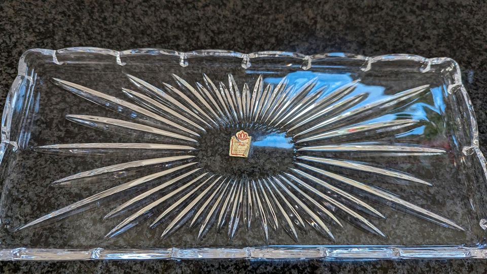 Rechteckige Kuchenplatte/ Servierplatte aus Bleikristallglas in Wolbeck