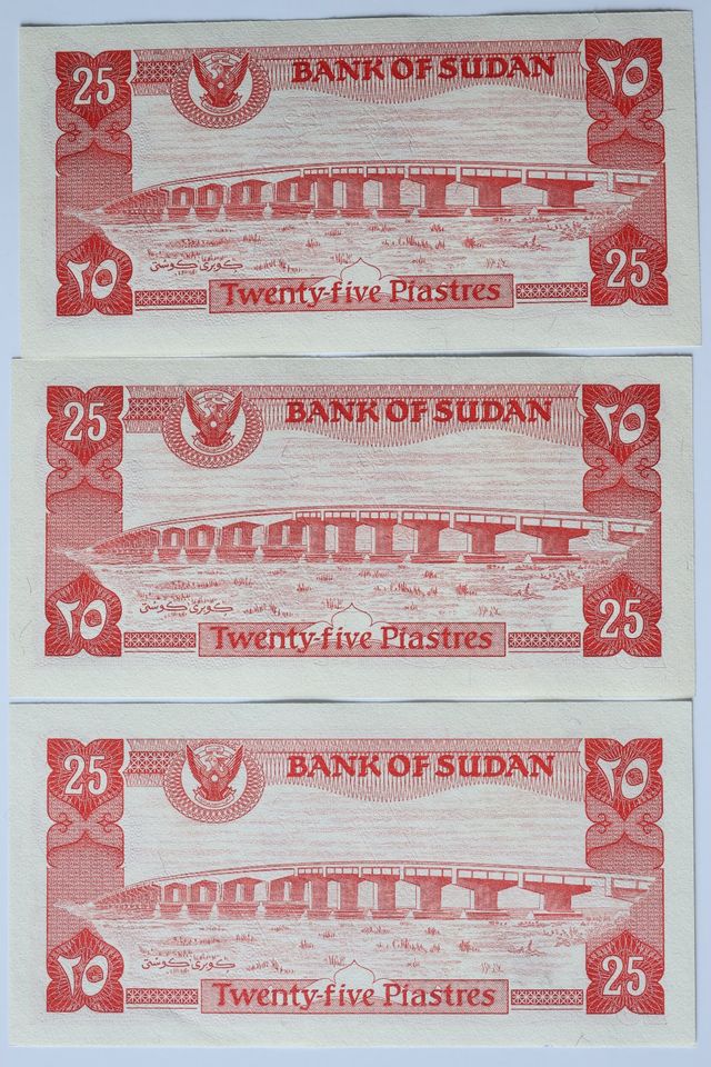 3 "BANK OF SUDAN" 25 Piastes in Mönchengladbach