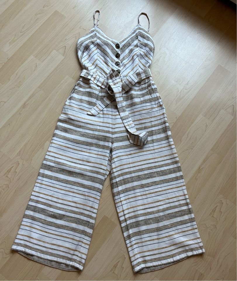 Salsa 36/S jumpsuit Overall Einteiler Leinen beige schwarz gelb in München