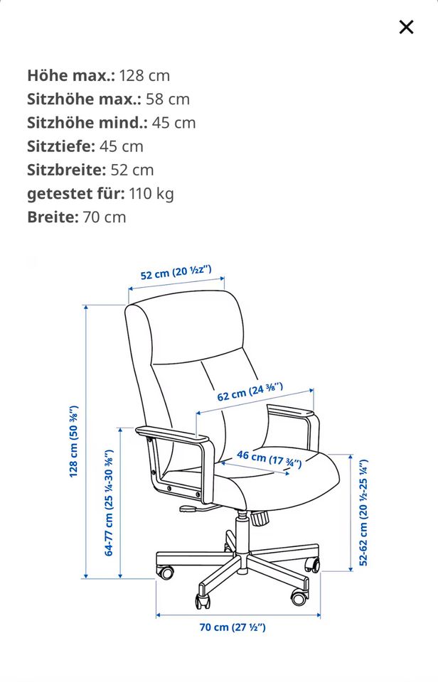 Drehstuhl MILLBERGET Ikea in Bamberg
