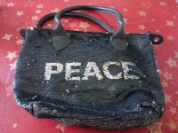 Schwarze Palietten- Stoff Tasche mit Statement "Peace"(Frieden) Sachsen-Anhalt - Dessau-Roßlau Vorschau