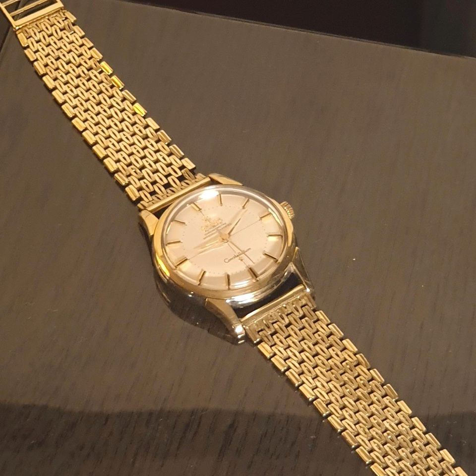 Omega Constellation PiePan automatic Herren Armbanduhr Gold Stahl in Bremen