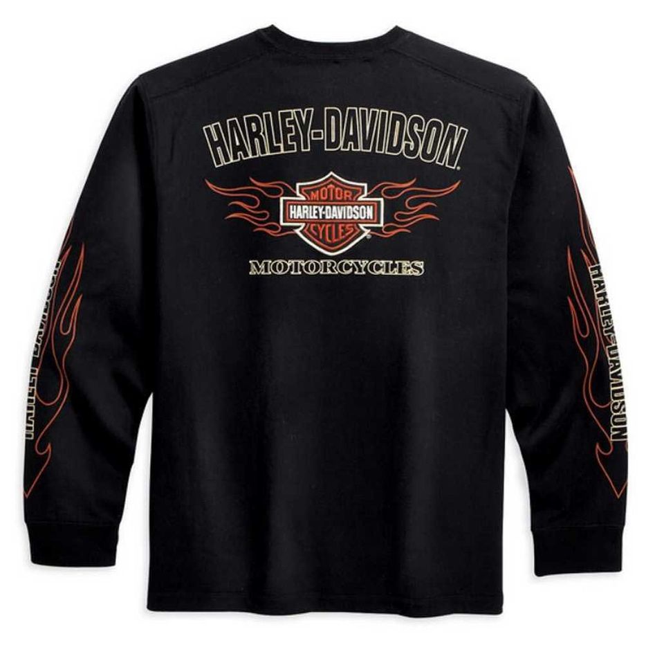 Harley Bar & Shield Flames Long Sleeve T-Shirt M,L,XL,XXL in Penkun