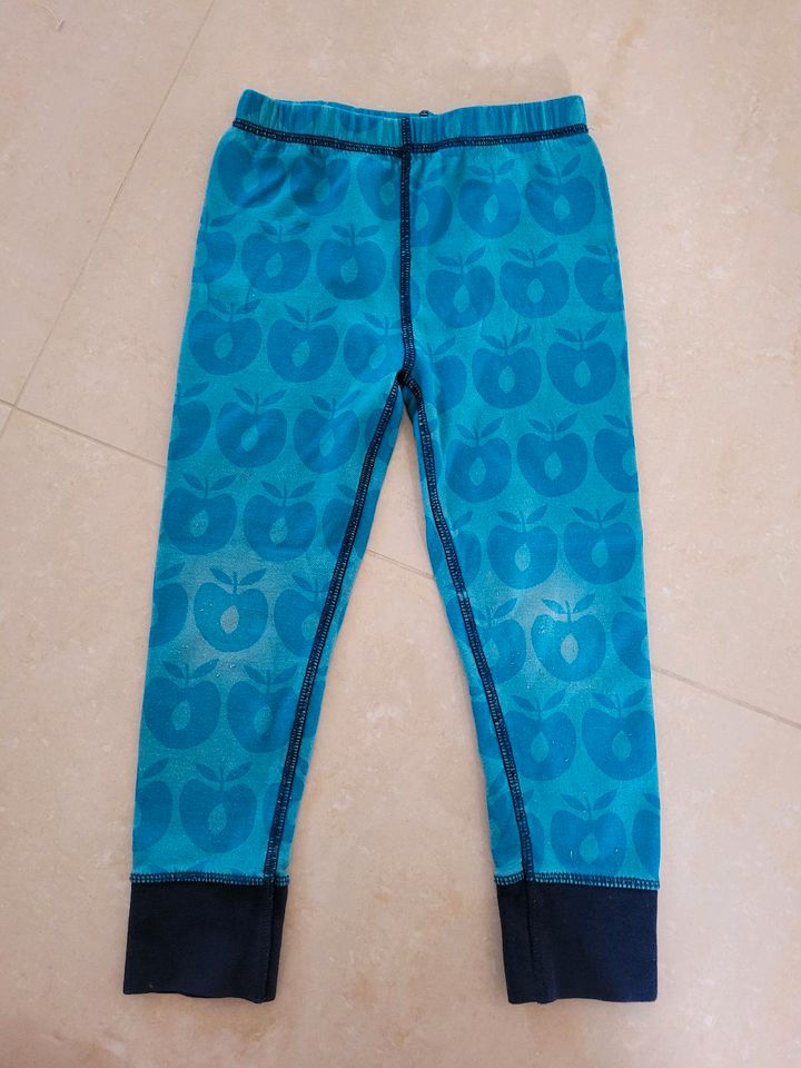 Smafolk Hose Gr. 104-110 Leggings blau Apfel Wolle in Wetschen