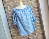 H&M Damen Sommer Bluse Sommer 40/L hellblau Carmen Streifen weiß Nordrhein-Westfalen - Jüchen Vorschau