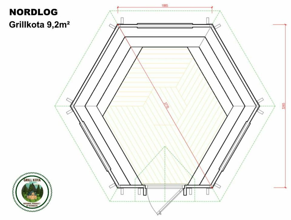 NordLog Grillkota 9,2 m² Grillhaus Grillhütte Pavillon Gartenhaus in Weil der Stadt