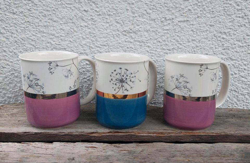Cha Cult Tassen ~ Becher Maribel ~ Goldauflage ~ 3 Stück ~ NEU! in Schaafheim