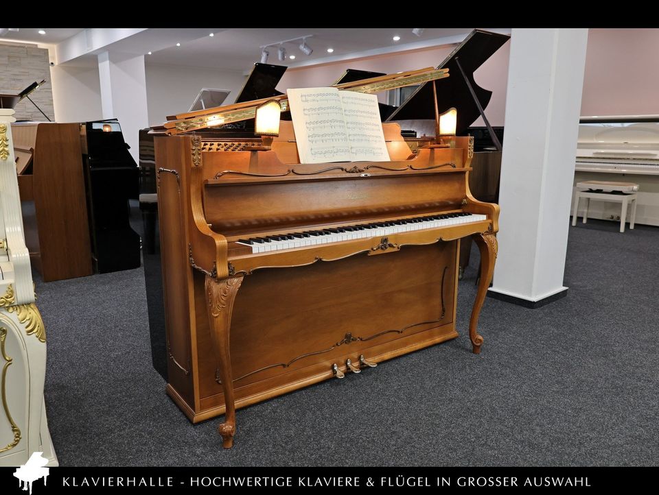 Schimmel Barock Klavier mit Lampen, franz. Nussbaum ★ Top-Zustand in Altenberge