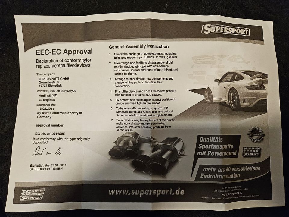 Audi A6 4F Supersport ESD mit ABE in Hannover