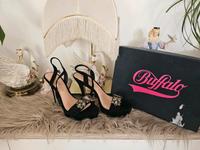 Buffalo High Heels mit Ziersteinen Schwarz Hessen - Wolfhagen  Vorschau