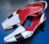 Maripe, Sling-Pumps, Gr 36,5, Leder, Weiss, schwarz, rot Hessen - Rüsselsheim Vorschau