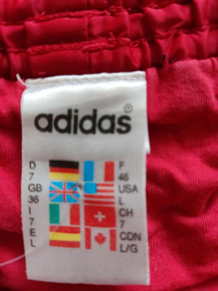 Adidas Sprinter Shorts Nylon L Rot Weiß Glanz Vintage 80 Retro in Roßdorf